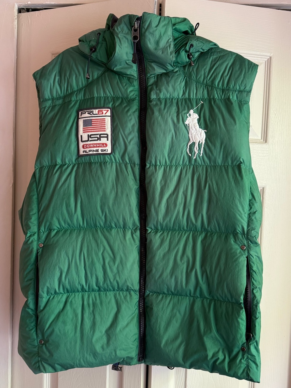 Ralph Lauren USA Downhill Ski PRL 67 Down Puffer Vest Green Mens XXL